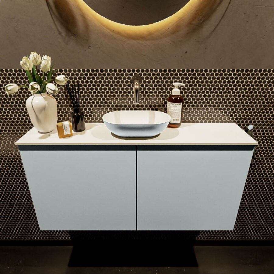 MONDIAZ FOWY toiletmeubel 100cm kleur clay. Waskom positie midden kleur clay | talc. Zonder kraangat - Afbeelding 2