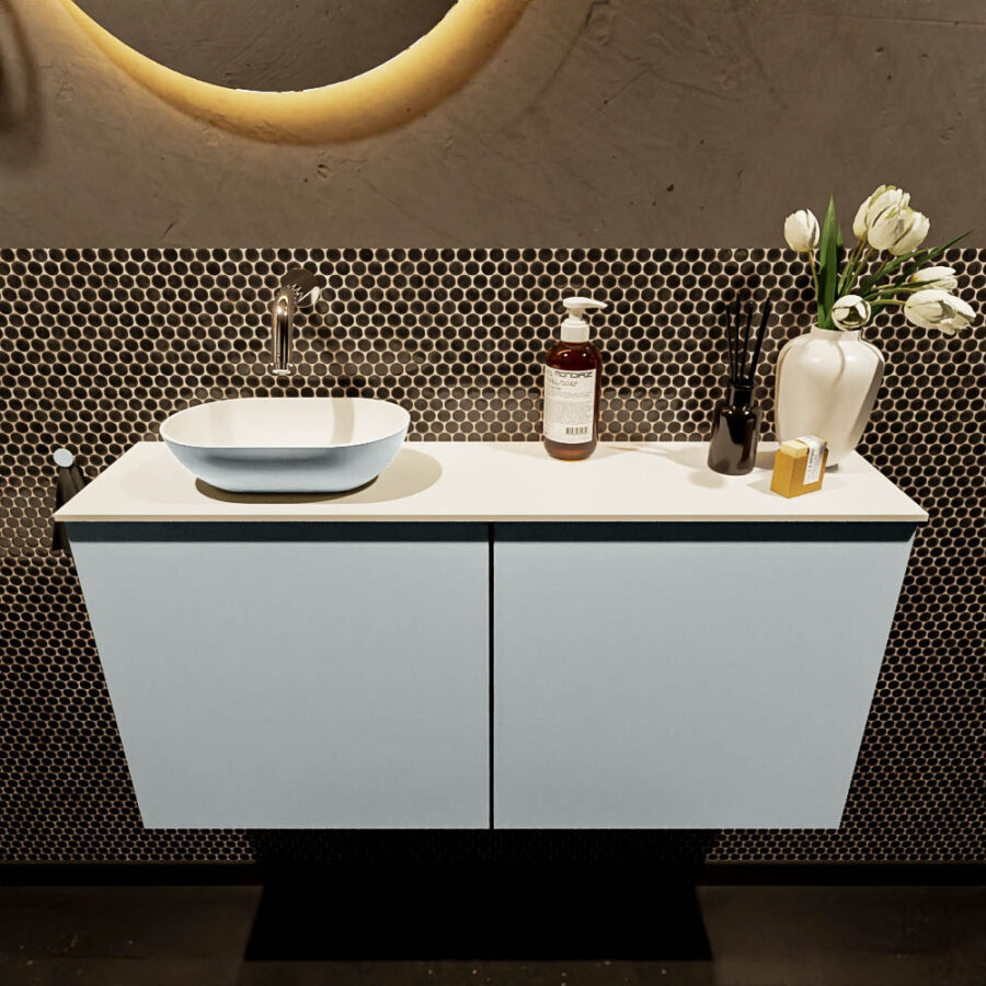 MONDIAZ FOWY toiletmeubel 100cm kleur clay. Waskom positie links kleur clay | talc. Zonder kraangat - Afbeelding 2