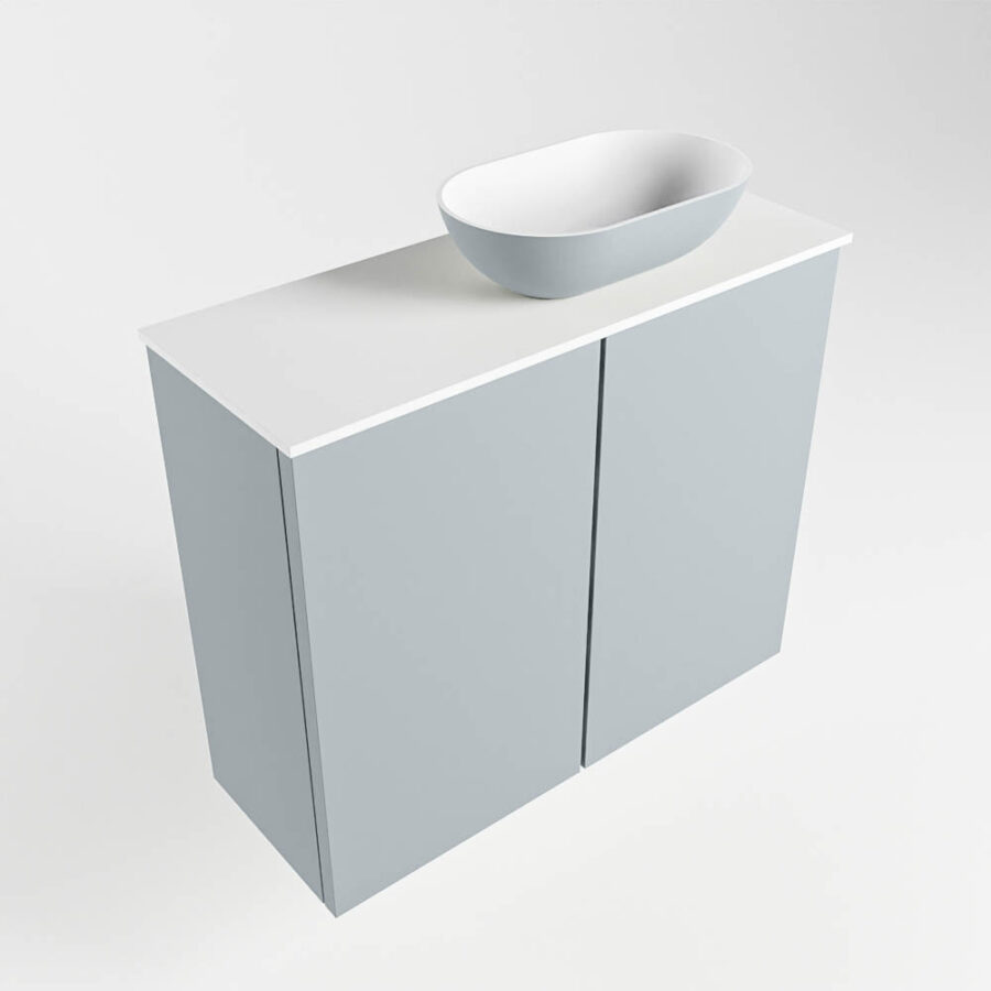 MONDIAZ FOWY toiletmeubel 60cm kleur clay. Waskom positie rechts kleur clay | talc. Zonder kraangat - Afbeelding 4