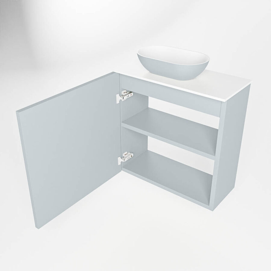 MONDIAZ FOWY toiletmeubel 50cm kleur clay. Waskom positie links kleur clay | talc. Met 1 kraangat - Afbeelding 6
