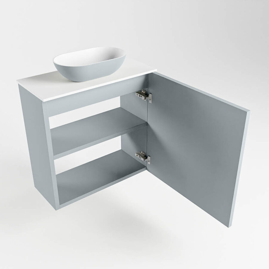 MONDIAZ FOWY toiletmeubel 50cm kleur clay. Waskom positie midden kleur clay | talc. Zonder kraangat - Afbeelding 6