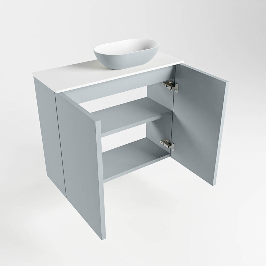 MONDIAZ FOWY toiletmeubel 60cm kleur clay. Waskom positie rechts kleur clay | talc. Zonder kraangat - Afbeelding 6