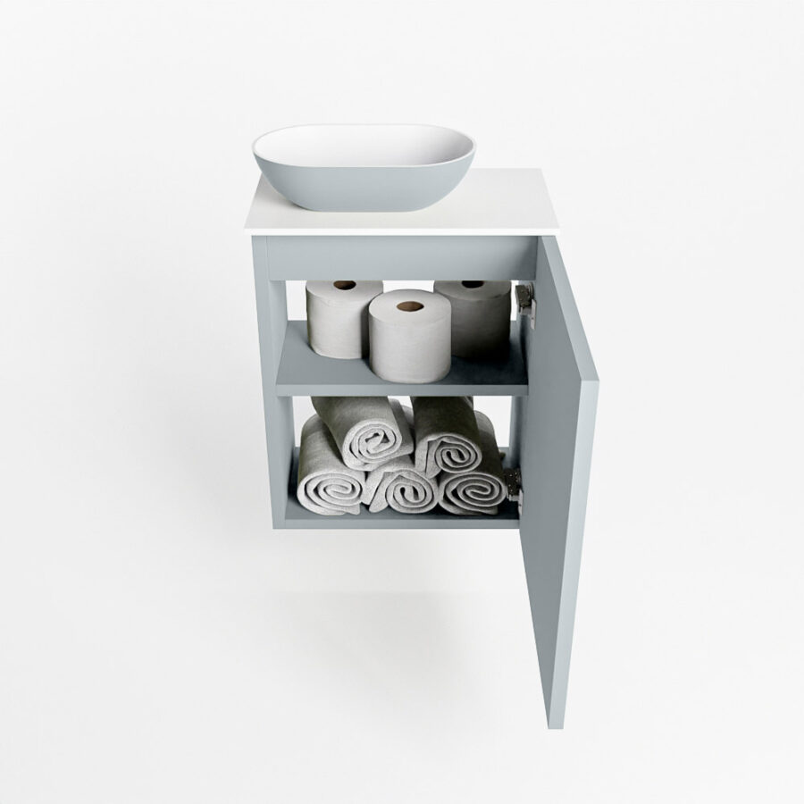 MONDIAZ FOWY toiletmeubel 40cm kleur clay. Waskom positie links kleur clay | talc. Met 1 kraangat - Afbeelding 8