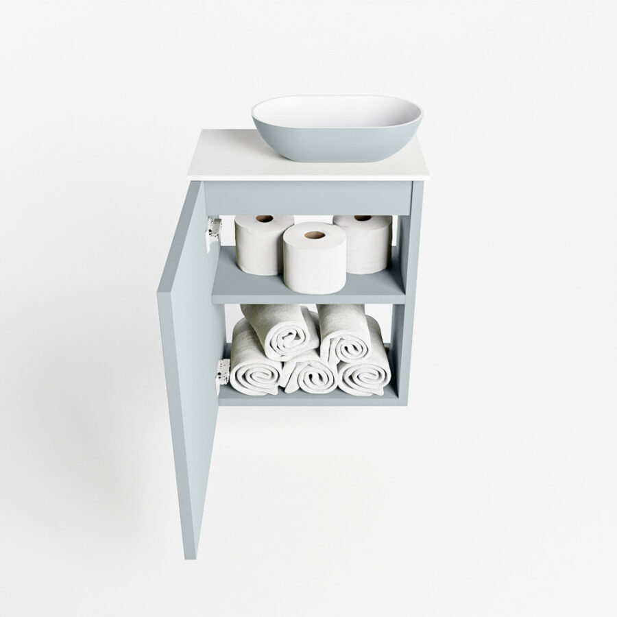 MONDIAZ FOWY toiletmeubel 40cm kleur clay. Waskom positie rechts kleur clay | talc. Met 1 kraangat - Afbeelding 8