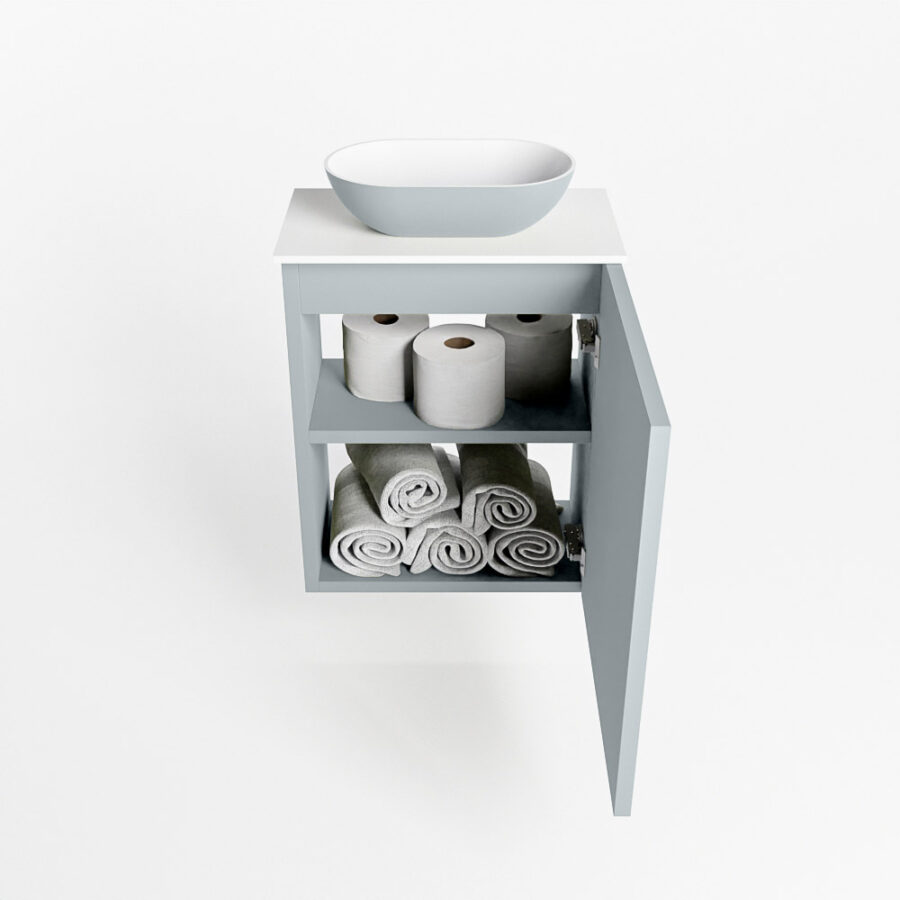 MONDIAZ FOWY toiletmeubel 40cm kleur clay. Waskom positie midden kleur clay | talc. Zonder kraangat - Afbeelding 8