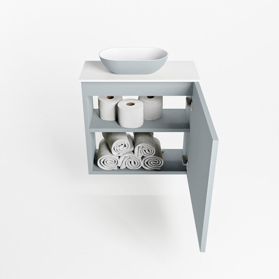 MONDIAZ FOWY toiletmeubel 50cm kleur clay. Waskom positie links kleur clay | talc. Met 1 kraangat - Afbeelding 8