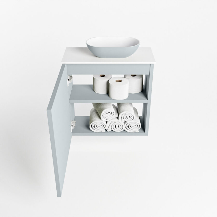 MONDIAZ FOWY toiletmeubel 50cm kleur clay. Waskom positie rechts kleur clay | talc. Met 1 kraangat - Afbeelding 8
