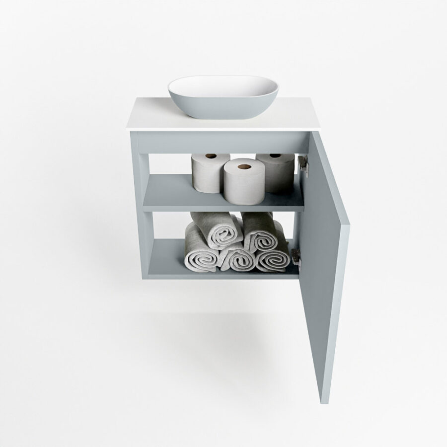 MONDIAZ FOWY toiletmeubel 50cm kleur clay. Waskom positie midden kleur clay | talc. Zonder kraangat - Afbeelding 8