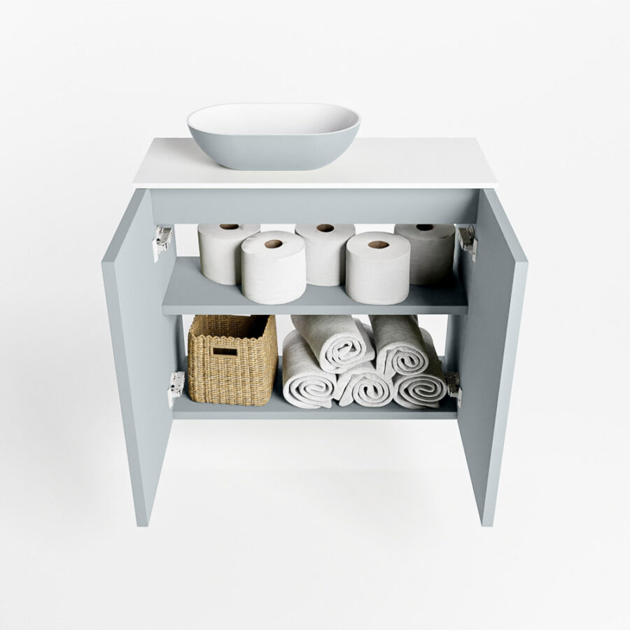 MONDIAZ FOWY toiletmeubel 60cm kleur clay. Waskom positie links kleur clay | talc. Met 1 kraangat - Afbeelding 8