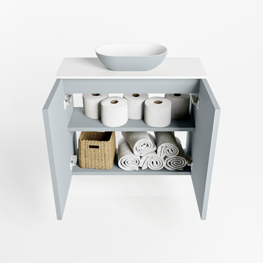 MONDIAZ FOWY toiletmeubel 60cm kleur clay. Waskom positie midden kleur clay | talc. Zonder kraangat - Afbeelding 8