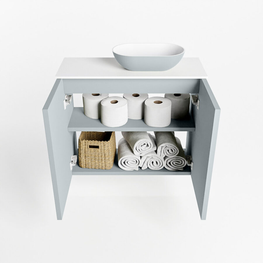 MONDIAZ FOWY toiletmeubel 60cm kleur clay. Waskom positie rechts kleur clay | talc. Zonder kraangat - Afbeelding 8