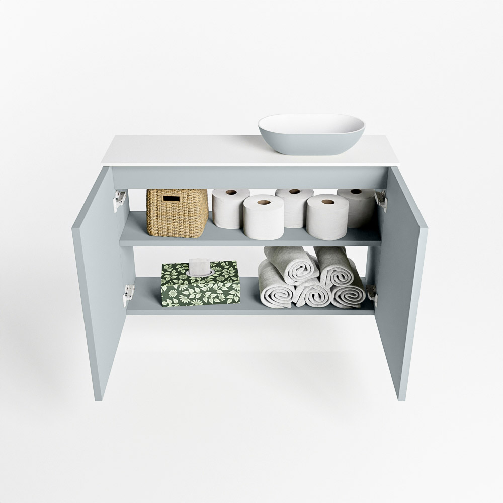 MONDIAZ FOWY toiletmeubel 80cm kleur clay. Waskom positie rechts kleur clay | talc. Zonder kraangat - Afbeelding 8