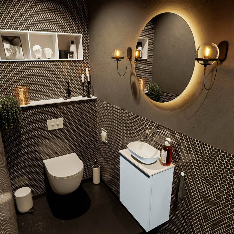 MONDIAZ FOWY toiletmeubel 40cm kleur clay. Waskom positie midden kleur clay | talc. Zonder kraangat