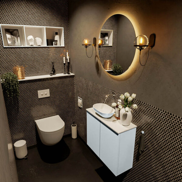 MONDIAZ FOWY toiletmeubel 60cm kleur clay. Waskom positie links kleur clay | talc. Zonder kraangat