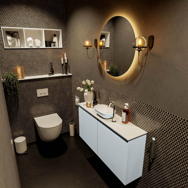 MONDIAZ FOWY toiletmeubel 100cm kleur clay. Waskom positie midden kleur clay | talc. Met 1 kraangat