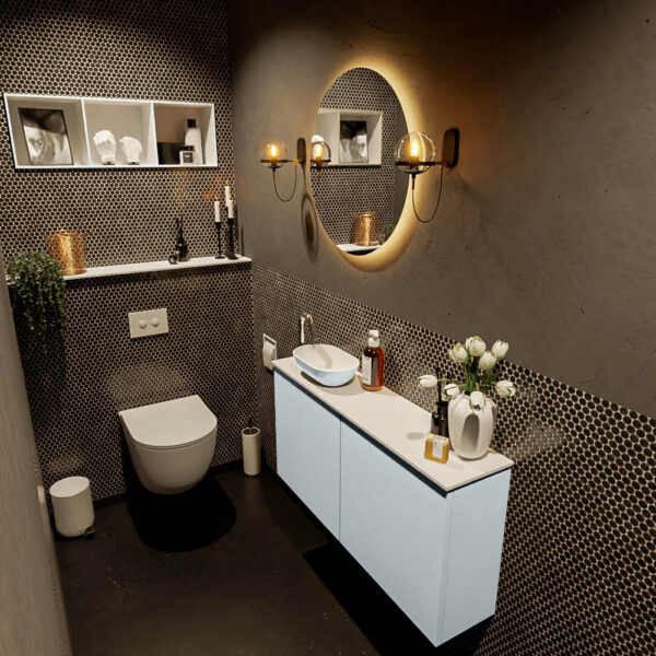 MONDIAZ FOWY toiletmeubel 100cm kleur clay. Waskom positie links kleur clay | talc. Met 1 kraangat