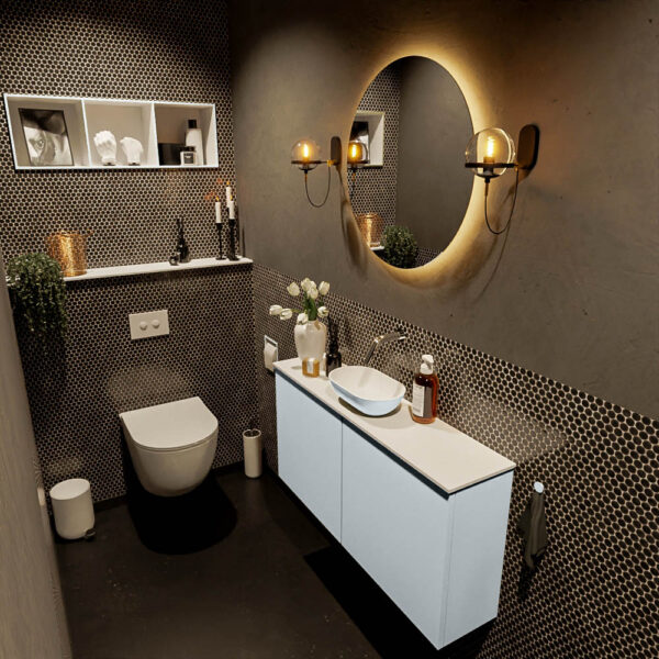 MONDIAZ FOWY toiletmeubel 100cm kleur clay. Waskom positie midden kleur clay | talc. Zonder kraangat