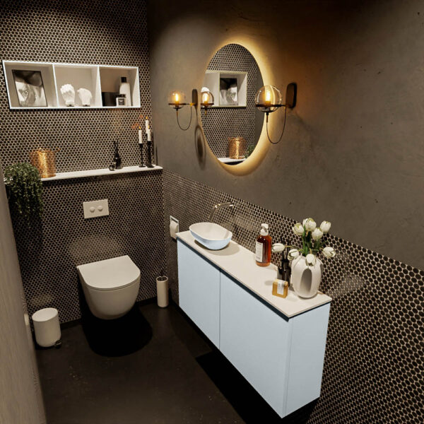 MONDIAZ FOWY toiletmeubel 100cm kleur clay. Waskom positie links kleur clay | talc. Zonder kraangat
