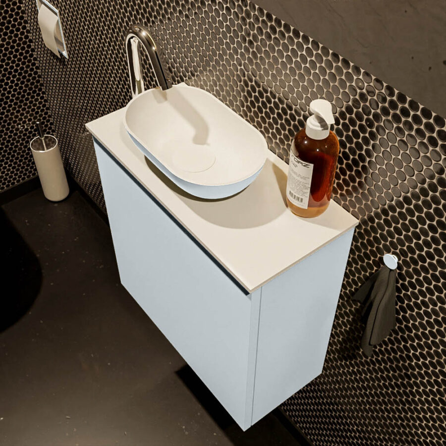 MONDIAZ FOWY toiletmeubel 50cm kleur clay. Waskom positie links kleur clay | talc. Met 1 kraangat - Afbeelding 3