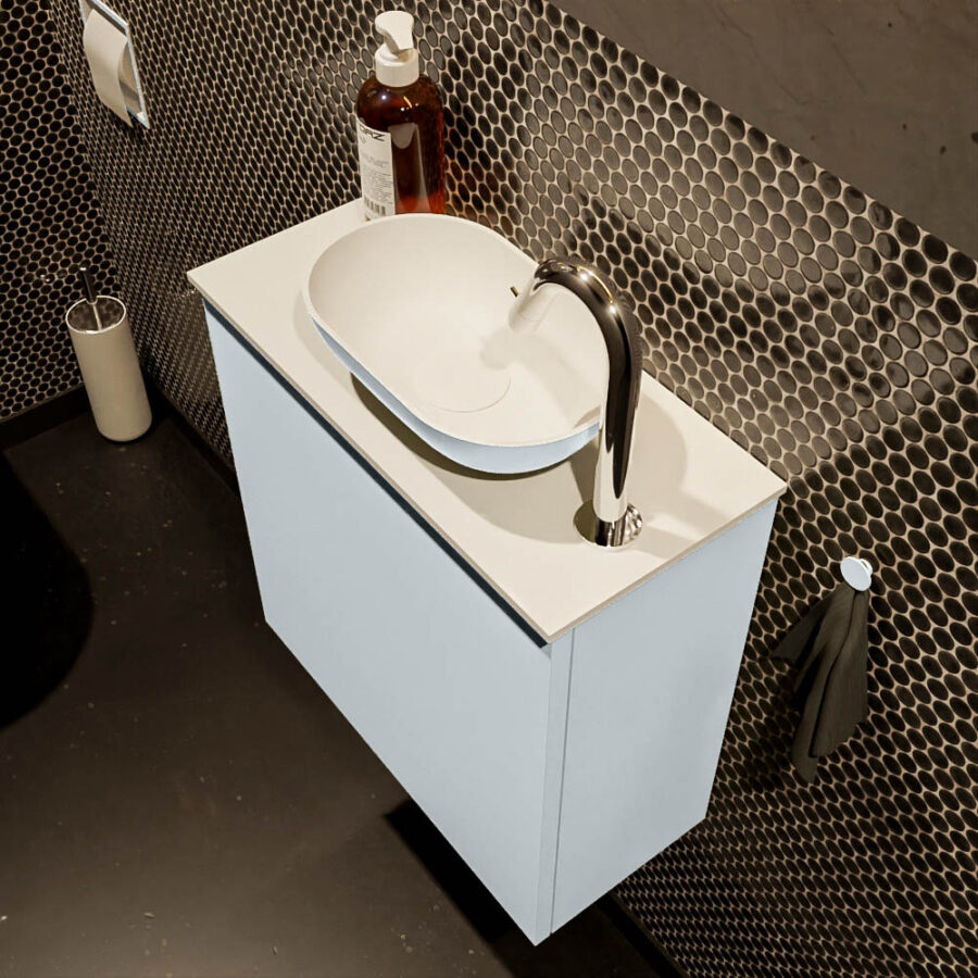 MONDIAZ FOWY toiletmeubel 50cm kleur clay. Waskom positie rechts kleur clay | talc. Met 1 kraangat - Afbeelding 3
