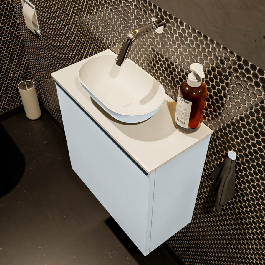 MONDIAZ FOWY toiletmeubel 50cm kleur clay. Waskom positie midden kleur clay | talc. Zonder kraangat - Afbeelding 3