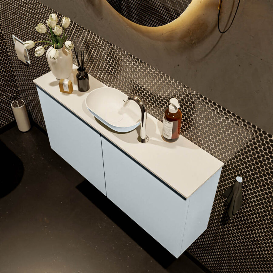 MONDIAZ FOWY toiletmeubel 100cm kleur clay. Waskom positie midden kleur clay | talc. Met 1 kraangat - Afbeelding 3