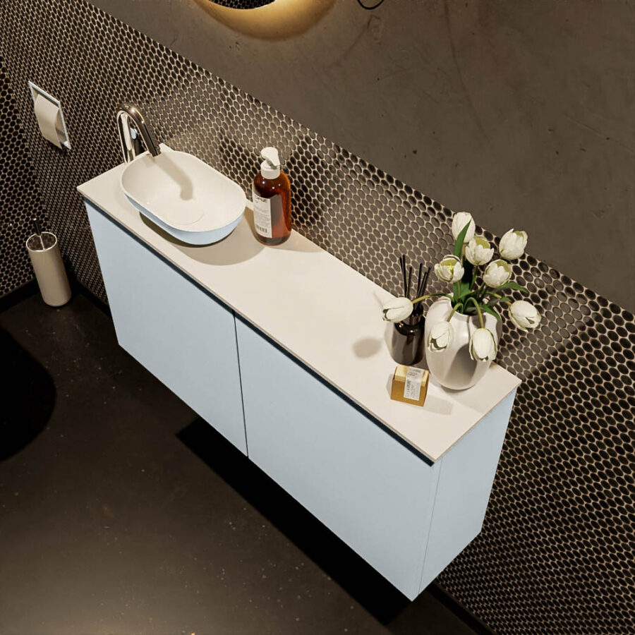 MONDIAZ FOWY toiletmeubel 100cm kleur clay. Waskom positie links kleur clay | talc. Met 1 kraangat - Afbeelding 3