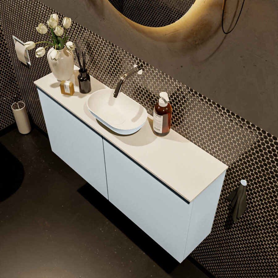 MONDIAZ FOWY toiletmeubel 100cm kleur clay. Waskom positie midden kleur clay | talc. Zonder kraangat - Afbeelding 3