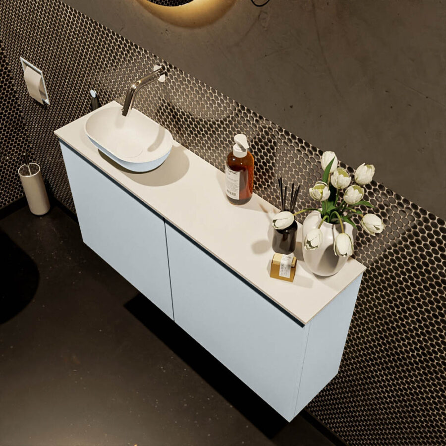 MONDIAZ FOWY toiletmeubel 100cm kleur clay. Waskom positie links kleur clay | talc. Zonder kraangat - Afbeelding 3