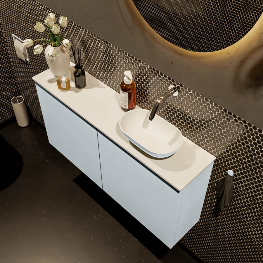 MONDIAZ FOWY toiletmeubel 100cm kleur clay. Waskom positie rechts kleur clay | talc. Zonder kraangat - Afbeelding 3