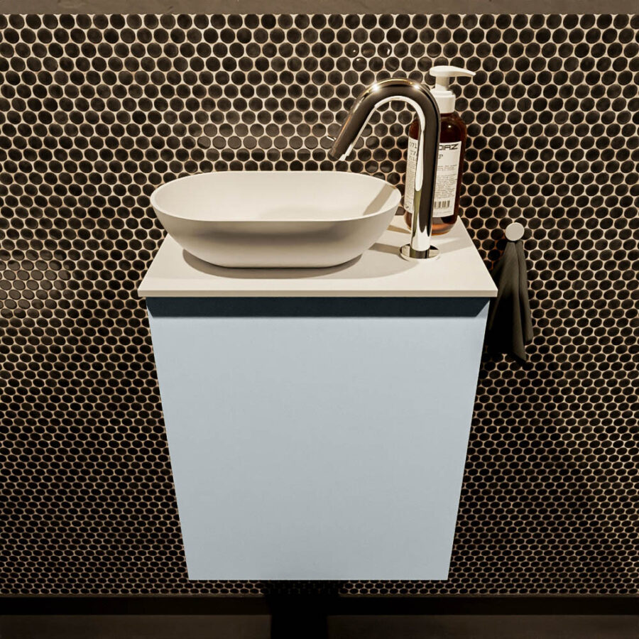 MONDIAZ FOWY toiletmeubel 40cm kleur clay. Waskom positie links kleur talc | talc. Met 1 kraangat - Afbeelding 2
