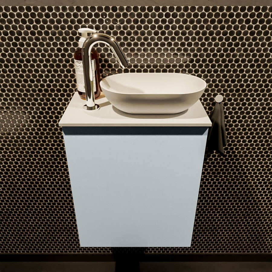 MONDIAZ FOWY toiletmeubel 40cm kleur clay. Waskom positie rechts kleur talc | talc. Met 1 kraangat - Afbeelding 2