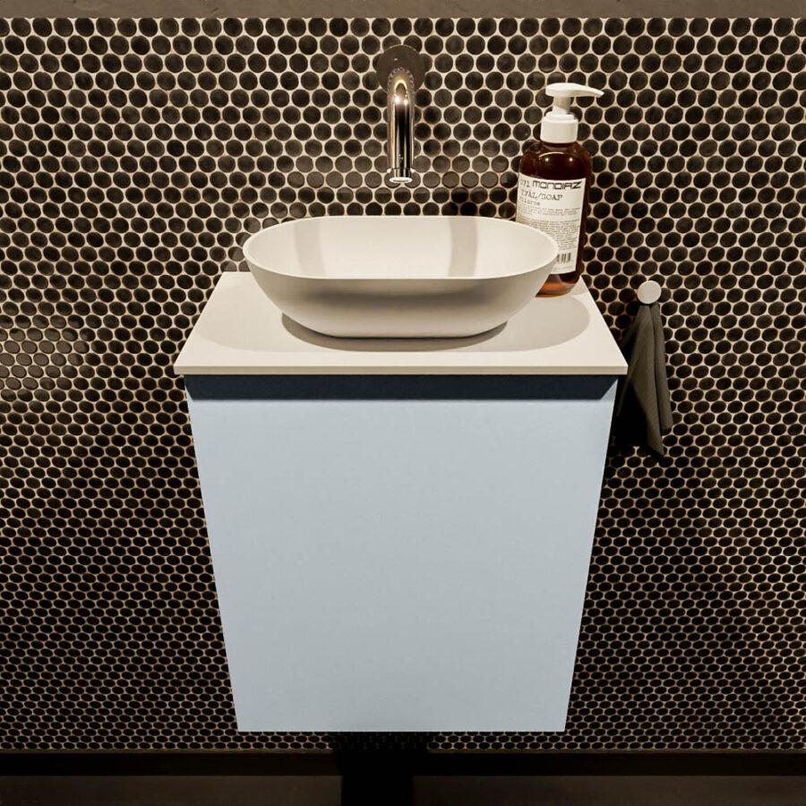 MONDIAZ FOWY toiletmeubel 40cm kleur clay. Waskom positie midden kleur talc | talc. Zonder kraangat - Afbeelding 2