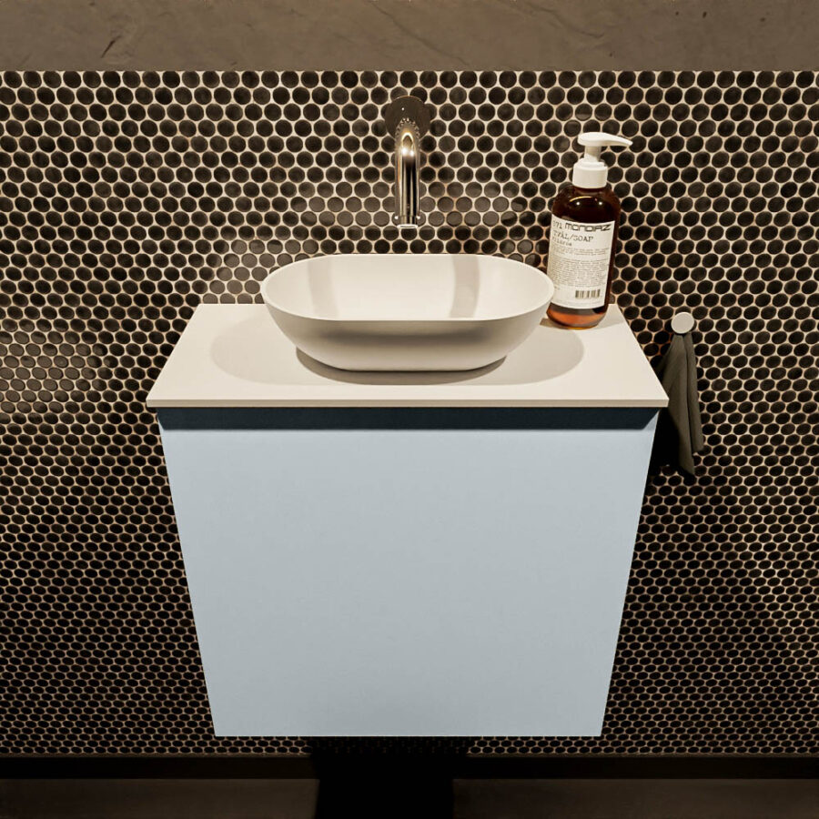 MONDIAZ FOWY toiletmeubel 50cm kleur clay. Waskom positie midden kleur talc | talc. Zonder kraangat - Afbeelding 2