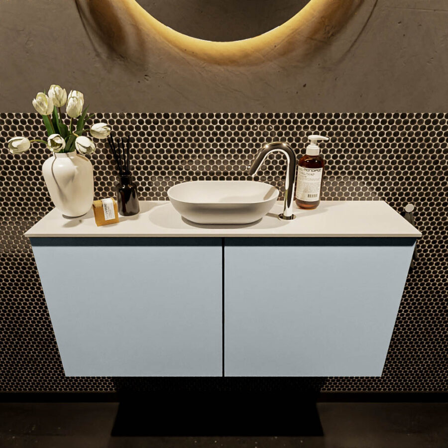 MONDIAZ FOWY toiletmeubel 100cm kleur clay. Waskom positie midden kleur talc | talc. Met 1 kraangat - Afbeelding 2