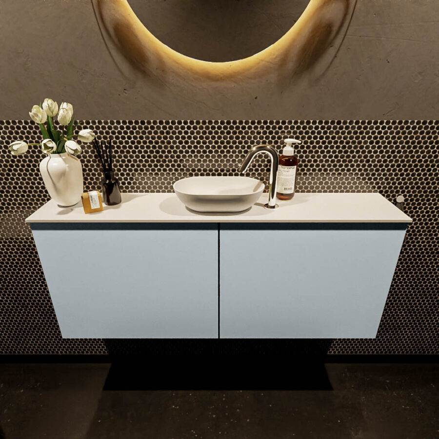MONDIAZ FOWY toiletmeubel 120cm kleur clay. Waskom positie midden kleur talc | talc. Met 1 kraangat - Afbeelding 2