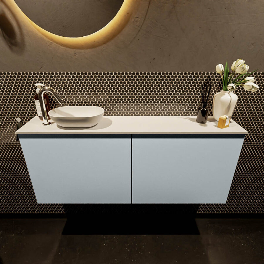 MONDIAZ FOWY toiletmeubel 120cm kleur clay. Waskom positie links kleur talc | talc. Met 1 kraangat - Afbeelding 2