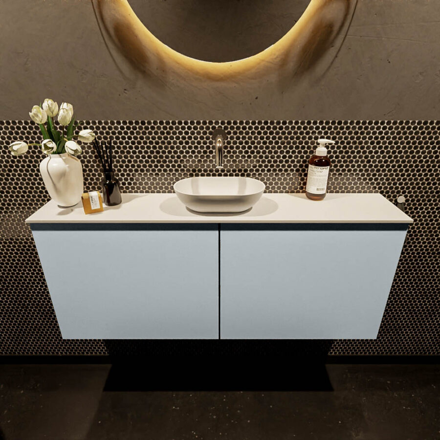 MONDIAZ FOWY toiletmeubel 120cm kleur clay. Waskom positie midden kleur talc | talc. Zonder kraangat - Afbeelding 2