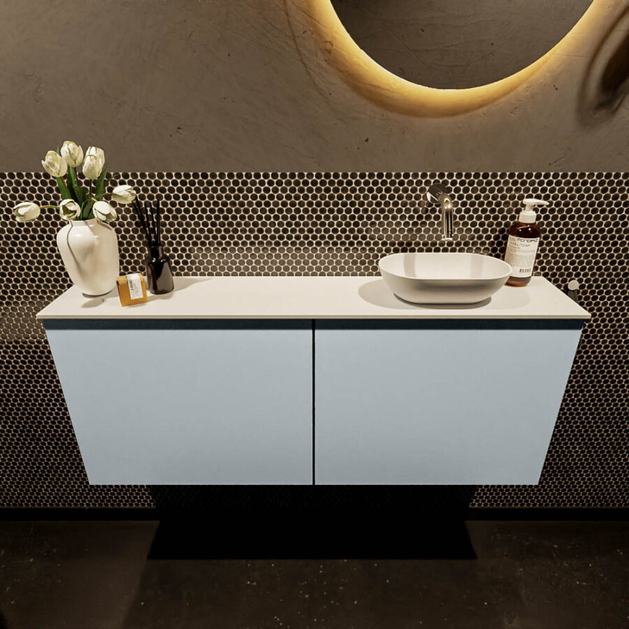 MONDIAZ FOWY toiletmeubel 120cm kleur clay. Waskom positie rechts kleur talc | talc. Zonder kraangat - Afbeelding 2