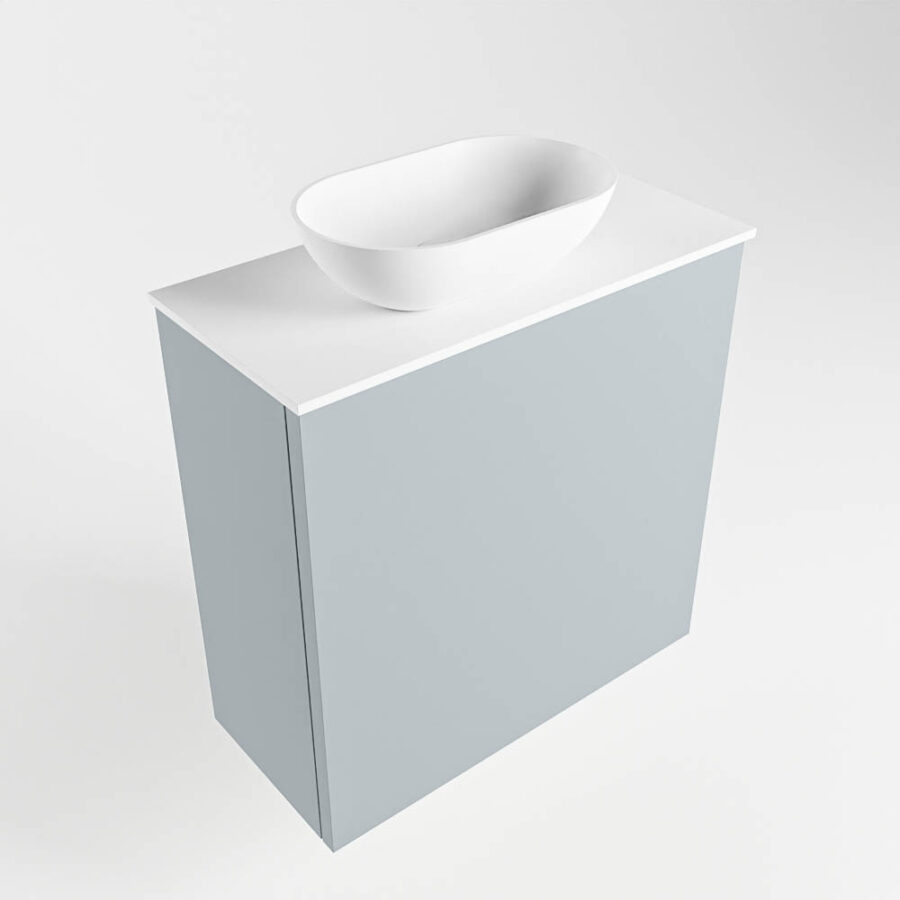 MONDIAZ FOWY toiletmeubel 50cm kleur clay. Waskom positie links kleur talc | talc. Met 1 kraangat - Afbeelding 4