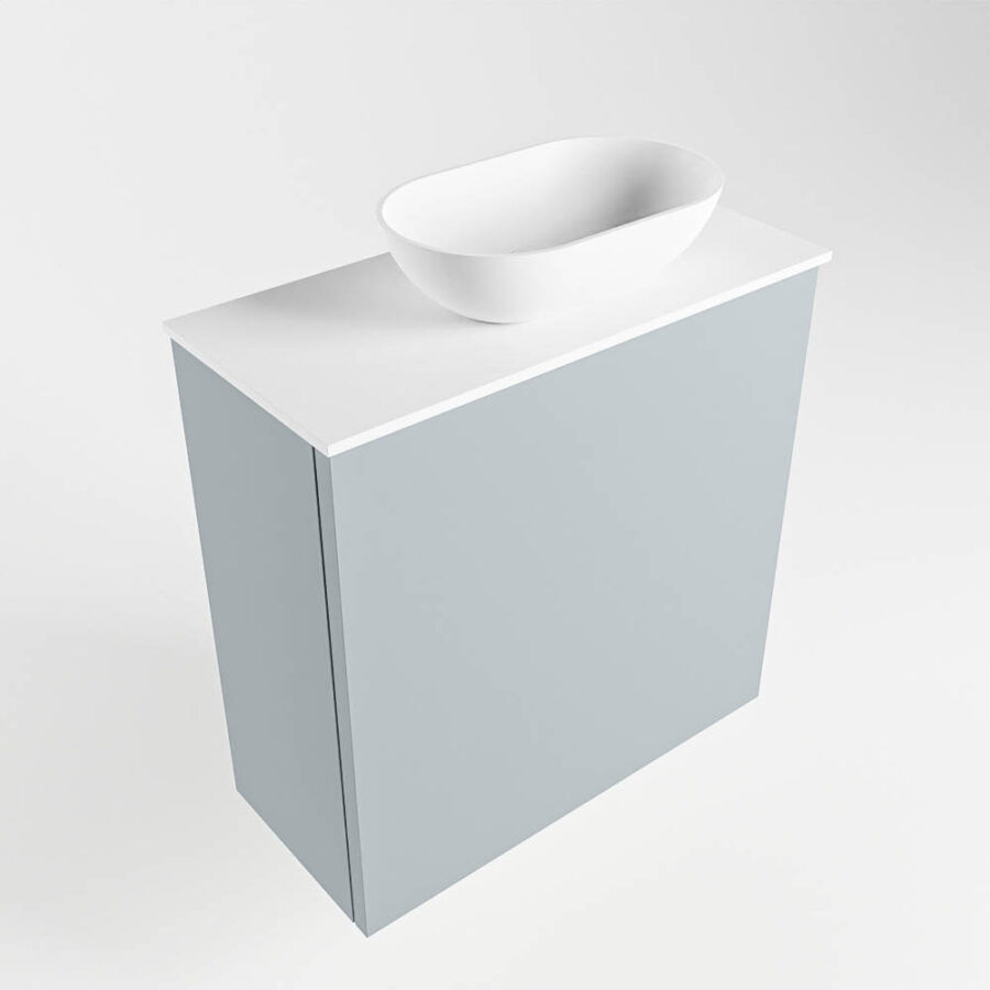 MONDIAZ FOWY toiletmeubel 50cm kleur clay. Waskom positie rechts kleur talc | talc. Met 1 kraangat - Afbeelding 4