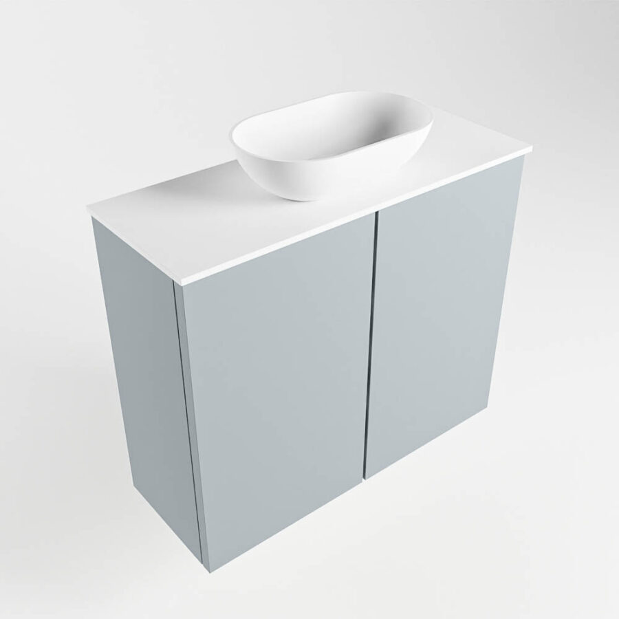 MONDIAZ FOWY toiletmeubel 60cm kleur clay. Waskom positie midden kleur talc | talc. Met 1 kraangat - Afbeelding 4
