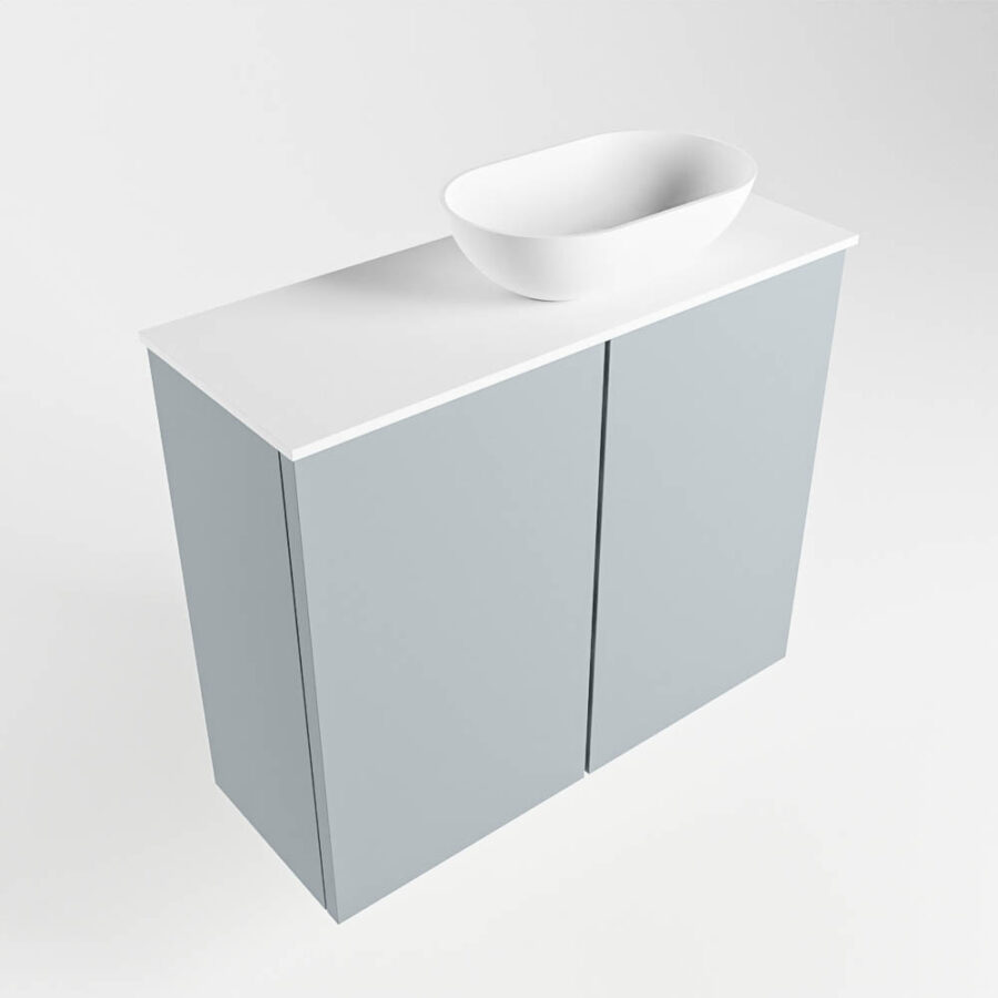 MONDIAZ FOWY toiletmeubel 60cm kleur clay. Waskom positie rechts kleur talc | talc. Met 1 kraangat - Afbeelding 4