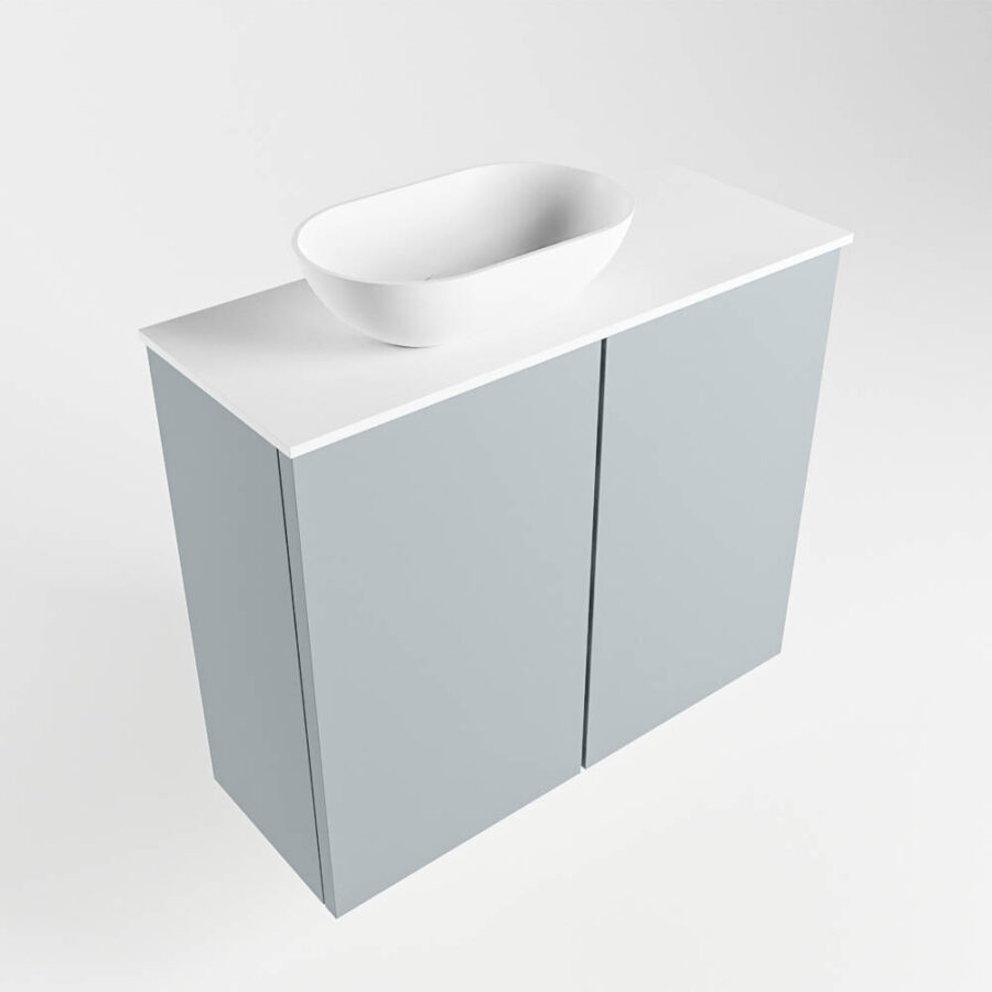 MONDIAZ FOWY toiletmeubel 60cm kleur clay. Waskom positie links kleur talc | talc. Zonder kraangat - Afbeelding 4
