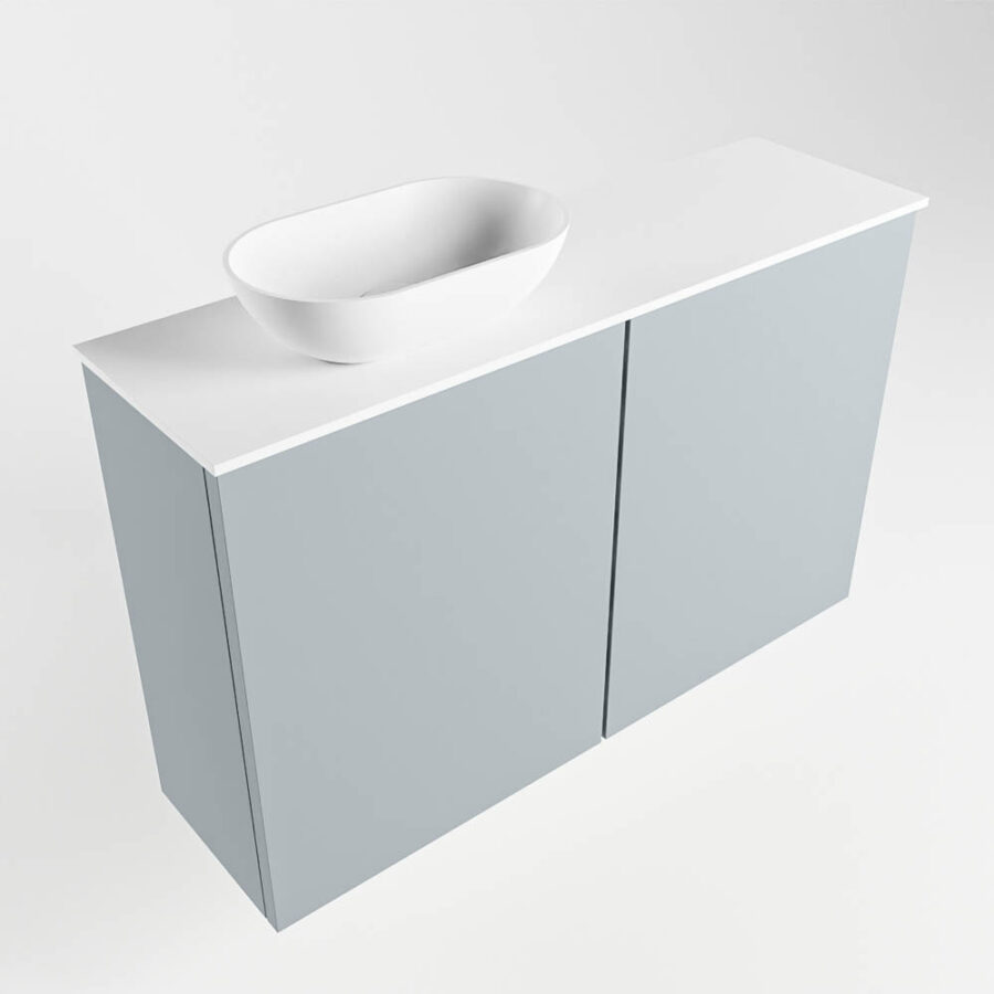 MONDIAZ FOWY toiletmeubel 80cm kleur clay. Waskom positie links kleur talc | talc. Met 1 kraangat - Afbeelding 4