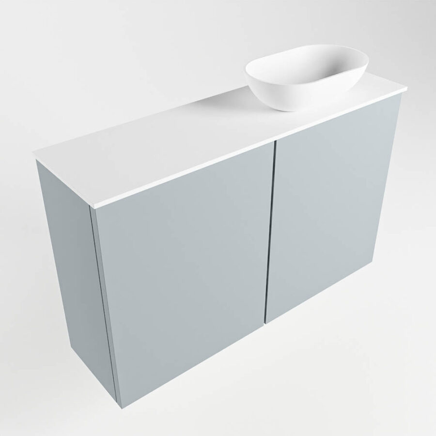 MONDIAZ FOWY toiletmeubel 80cm kleur clay. Waskom positie rechts kleur talc | talc. Met 1 kraangat - Afbeelding 4