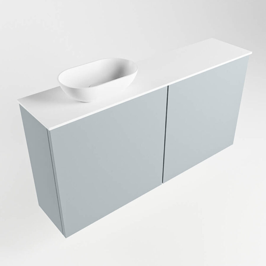 MONDIAZ FOWY toiletmeubel 100cm kleur clay. Waskom positie links kleur talc | talc. Zonder kraangat - Afbeelding 4