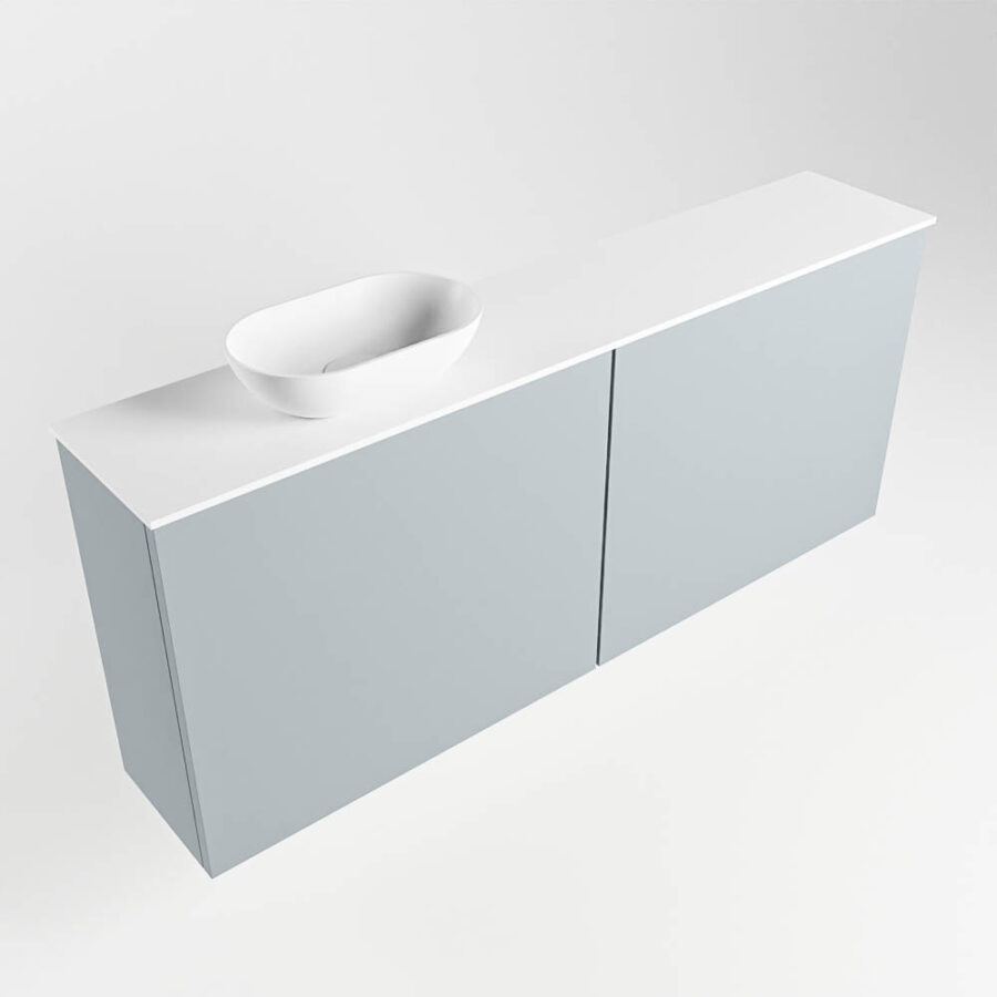 MONDIAZ FOWY toiletmeubel 120cm kleur clay. Waskom positie links kleur talc | talc. Zonder kraangat - Afbeelding 4