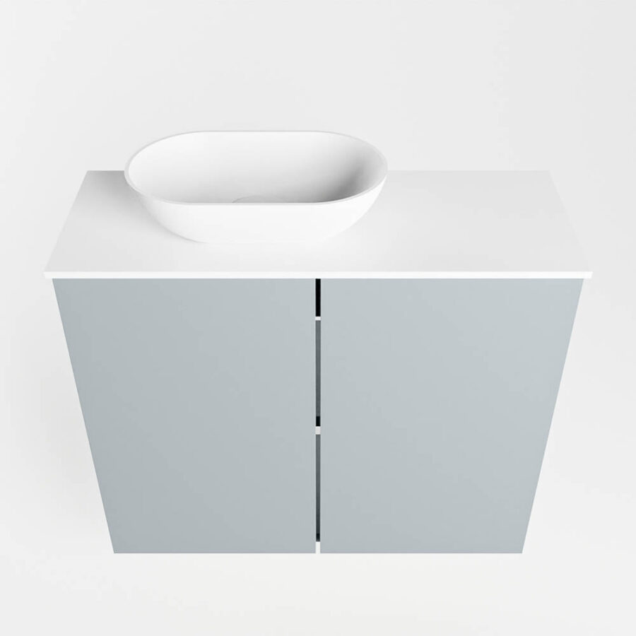 MONDIAZ FOWY toiletmeubel 60cm kleur clay. Waskom positie links kleur talc | talc. Met 1 kraangat - Afbeelding 5