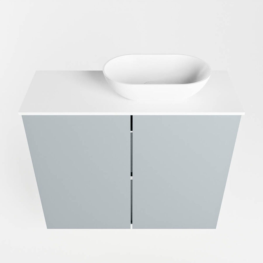 MONDIAZ FOWY toiletmeubel 60cm kleur clay. Waskom positie rechts kleur talc | talc. Met 1 kraangat - Afbeelding 5